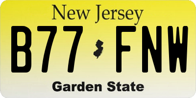 NJ license plate B77FNW