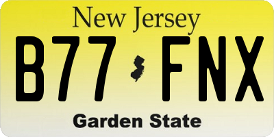 NJ license plate B77FNX