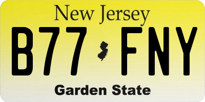 NJ license plate B77FNY