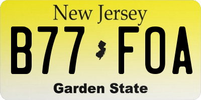 NJ license plate B77FOA