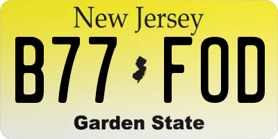 NJ license plate B77FOD