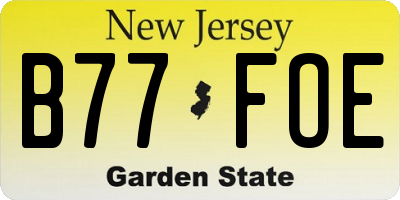 NJ license plate B77FOE