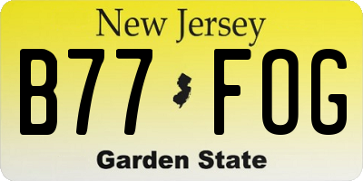 NJ license plate B77FOG