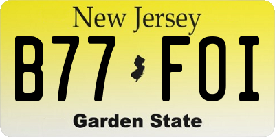 NJ license plate B77FOI