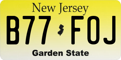 NJ license plate B77FOJ