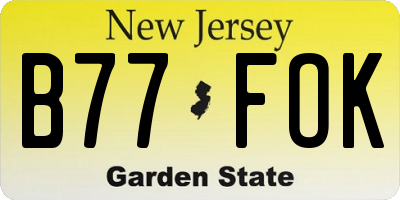 NJ license plate B77FOK