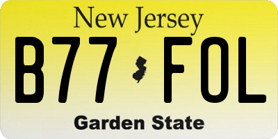 NJ license plate B77FOL