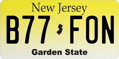 NJ license plate B77FON