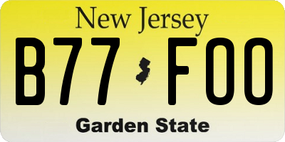 NJ license plate B77FOO