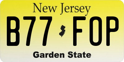 NJ license plate B77FOP