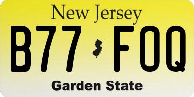 NJ license plate B77FOQ