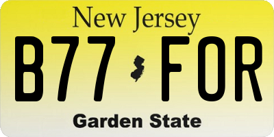 NJ license plate B77FOR