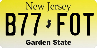 NJ license plate B77FOT