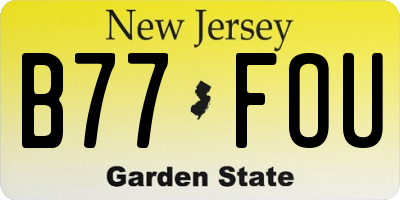 NJ license plate B77FOU
