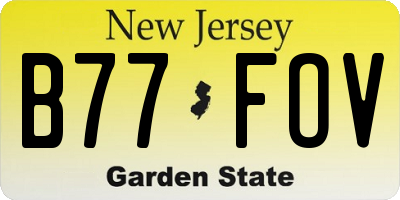 NJ license plate B77FOV