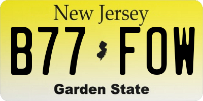 NJ license plate B77FOW