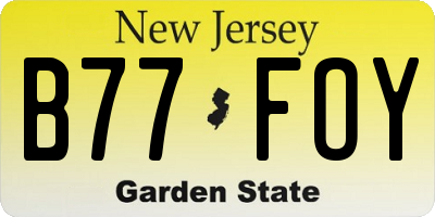 NJ license plate B77FOY