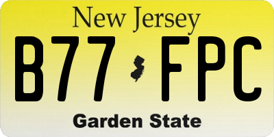 NJ license plate B77FPC