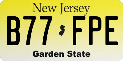 NJ license plate B77FPE