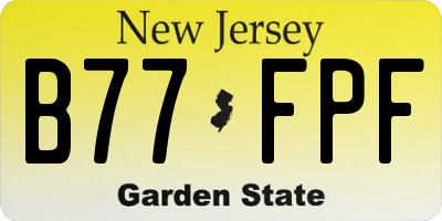 NJ license plate B77FPF