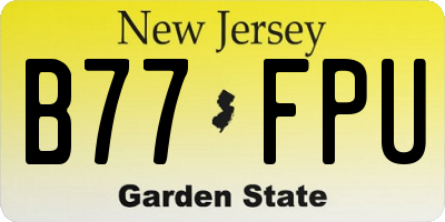 NJ license plate B77FPU