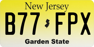NJ license plate B77FPX