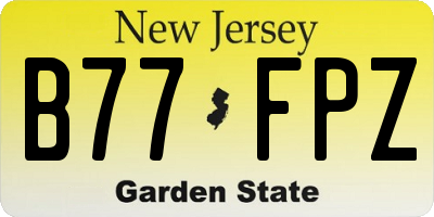NJ license plate B77FPZ