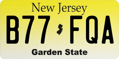 NJ license plate B77FQA