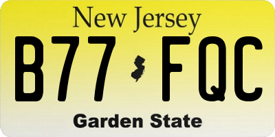 NJ license plate B77FQC