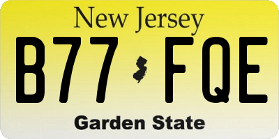 NJ license plate B77FQE