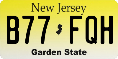 NJ license plate B77FQH