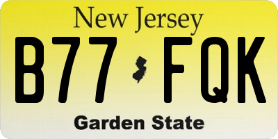 NJ license plate B77FQK