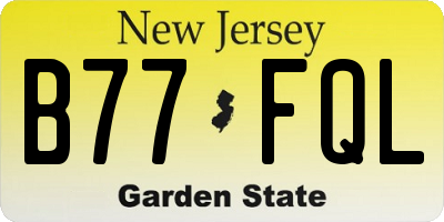 NJ license plate B77FQL