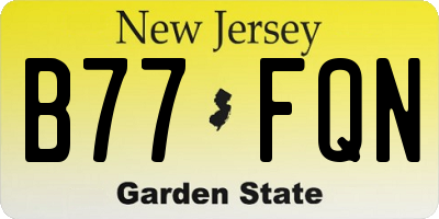 NJ license plate B77FQN