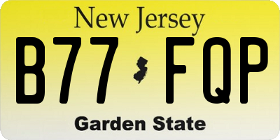 NJ license plate B77FQP
