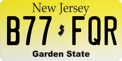 NJ license plate B77FQR