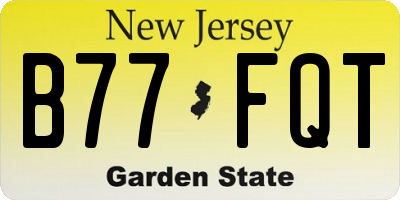 NJ license plate B77FQT