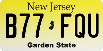 NJ license plate B77FQU