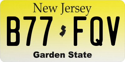 NJ license plate B77FQV
