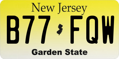 NJ license plate B77FQW