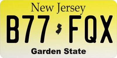 NJ license plate B77FQX