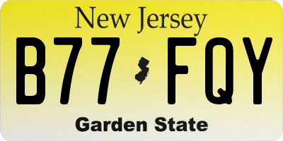 NJ license plate B77FQY