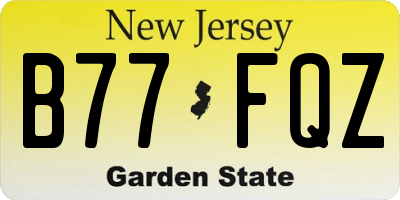 NJ license plate B77FQZ