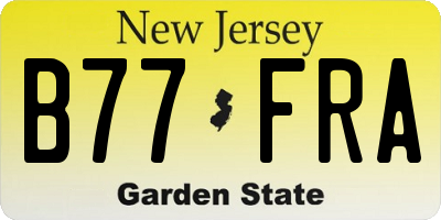 NJ license plate B77FRA