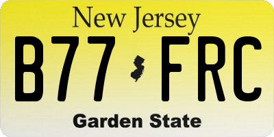 NJ license plate B77FRC
