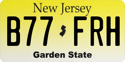 NJ license plate B77FRH