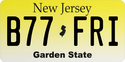 NJ license plate B77FRI