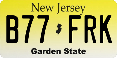 NJ license plate B77FRK