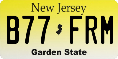 NJ license plate B77FRM