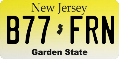 NJ license plate B77FRN